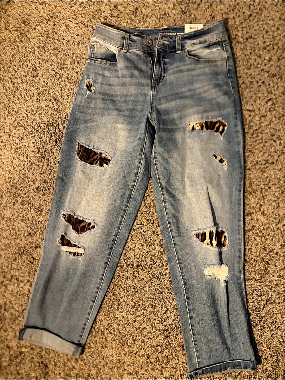 INC DENIM Fashion Basics Distressed Skinny Jeans in Blue Size 7